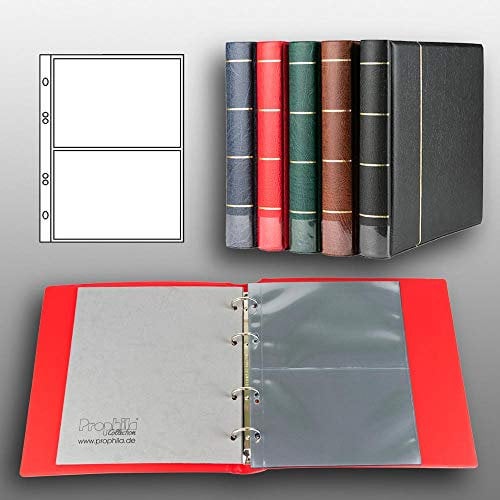Prophila Collection Postkarten-Album (rot) mit 20 Hüllen für 40 Postkarten