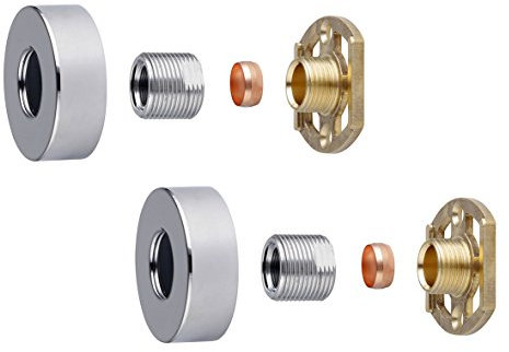 Thermostatic Shower Bar Mixer Valve 3/4 Square Or Round Brass Fast Easy Fit Fixing Kit (Round)