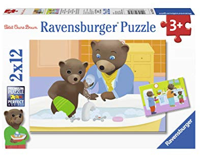 Ravensburger 4005556076284 2 12-teiliges Puzzle, Kopfbrett, Kinder, Jungen, Spielzeug für Mädchen, 3 Jahre, Spiele, kleines Braun, Bär, 2 Stück