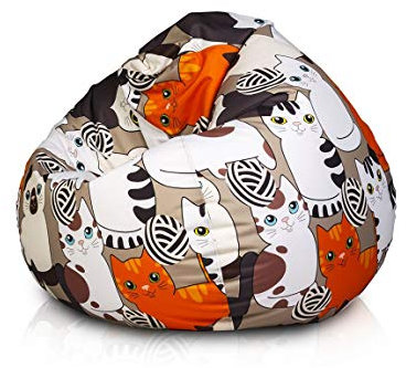 Ecopuf Oscar Modern - Sitzsack für Kinder, Sessel Hocker Bean Bag mit Füllung, Liegestuhl Puf Sitz Modern Polyester - 90x110cm - Dg42 Kätzchen