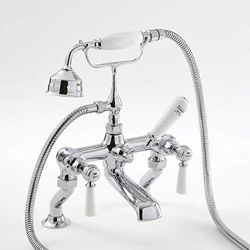 Milano Elizabeth Traditional Bath Shower Mixer Tap Lever Handles - Chrome White