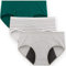 INNERSY Menstruationunterwäsche Damen Period Panties Inkontinenz Unterhosen 3er Pack (M, Grau/Grün/Streifen)