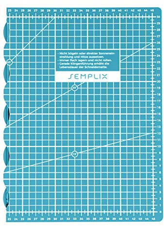 SEMPLIX selbstheilende Faltbare Schneidematte A3 in Petrol, Rosa, Dunkelgrau, Türkis, Beere, Hellgrau. Ideal für Bastel- Näh und Patchworkarbeiten (45 x 30 cm) (türkis)