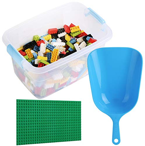 Katara Bausteine Set mit Aufräum-Schaufel, 636 Stück bunter Steine-Mix inkl. Box und 16x32 Grundplatte kompatibel zu Allen Anderen Herstellern, Mehrfarbig