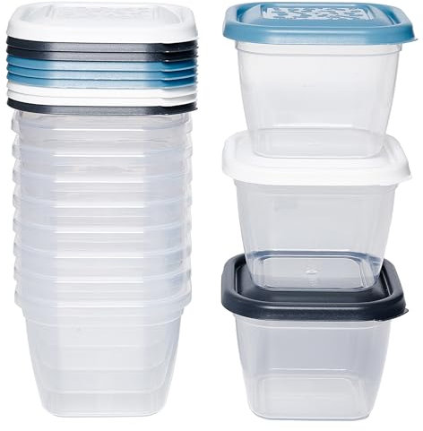 Kigima Mini-Gefrierdosen 12x0,47L quadratisch Bunt – Vorratsdosen mit Deckel luftdicht – Frischhaltedosen mit Deckel – Aufbewahrungsbox Küche für Mealprep & Organisation – Made in EU