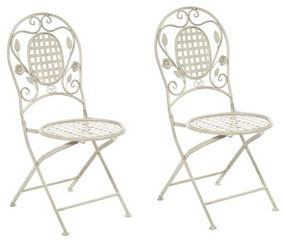 Stilvolles Gartenstuhl Set 2er Set Metall cremeweiß zusammenklappbar Bivio