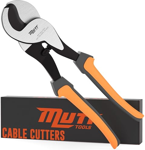 Mutt Tools 10 Inch Heavy Duty Cable Cutters for Electrical Wire - Professional Cable Shears for Copper & Aluminum - Cuts up to 2/0 Wire - Cable Cutter with Ergonomic Grip
