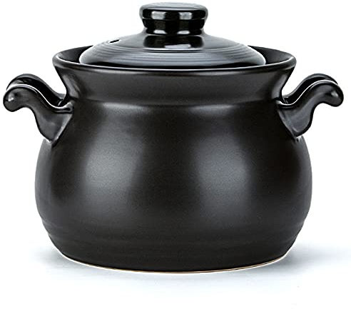 AIZYR Olla De Barro Japonesa para Cocinar Olla Caliente - Cazuela De Cerámica Olla De Barro De Loza con Tapa Doble para Estufas De Gas Estufa Eléctrica,4l