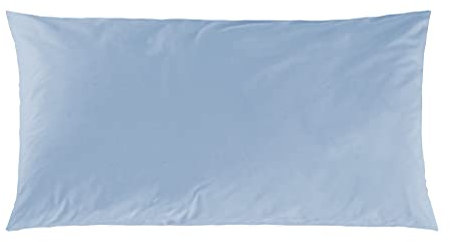 Decoper ® Mako-Satin Kissenbezug aus 100% Baumwolle | Atmungsaktiv & kuschelig weich | Farbe Rauchblau Blau Hell | 1 teilig - 40 x 80 cm