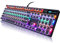 Camiysn Typewriter Style Mechanical Gaming Keyboard, Black Retro Punk Gaming Keyboard with RGB Backlit, 104 Keys Blue Switch Wired Cute Keyboard, Round Keycaps for Windows/Mac/PC