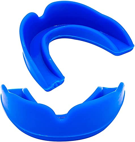 Mundschutz Gum Shield - Professioneller Mundschutz Slim Fit mit Tasche für Kontaktsport, Rugby, Kampfsport, Judo, Karate, Rugby, MMA, Boxen, Hockey, Fußball (Blau, Erwachsene(+12))
