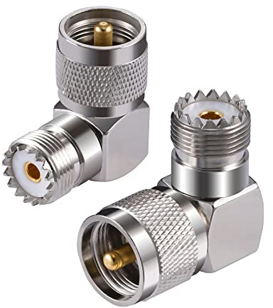 Vecys 2PCS UHF Adapter PL-259 UHF Stecker auf SO-239 UHF Buchse rechtwinkliges Koaxialkabel Adapter für Amateurfunk