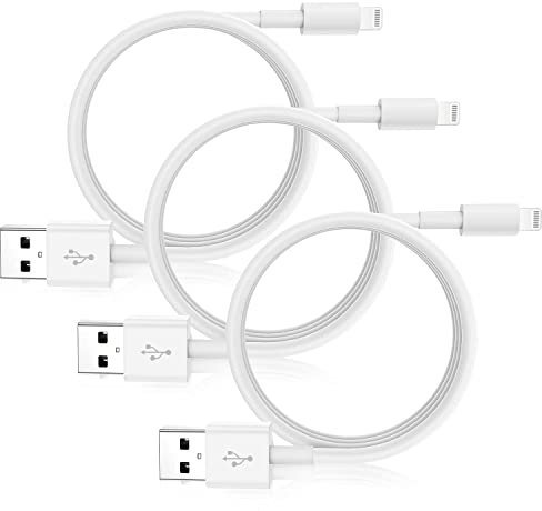 CyvenSmart iPhone-Ladekabel, 1 m, 3 Stück, 3 Fuß, Apple MFi-zertifiziertes Ladegerät, Lightning-auf-USB-Kabel, kompatibel mit iPhone 12/11 Pro/11/XS MAX/XR/8/7/6s/6/plus, iPad Pro/Air/Mini ,iPod