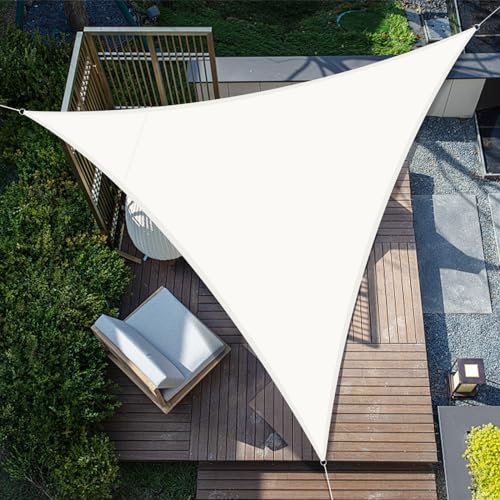 SUNNY GUARD Vela ombreggiante Impermeabile 6x6x6m Tenda a Vela Triangolare,Tenda da Sole per Esterno Protezione Raggi UV per Giardino Esterno terrazza, Crema