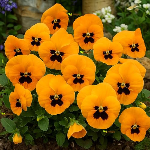 Pansy Swiss Giant Orange Flame 150 Seeds + Plant tag + Freebie - Viola wittrockiana