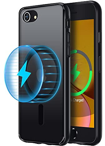 Yriklso Translucent Hard PC Magnetic Case for iPhone 8/SE (4.7) Black - Built-in Magnets, Compatible with MagSafe