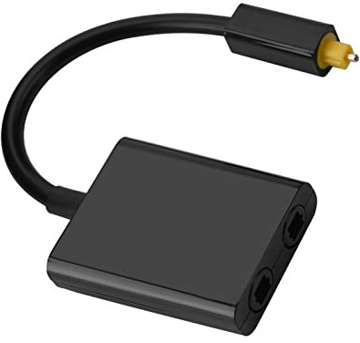 Répartiteur Optique Audio,Tbest Cable Optique Male Toslink Femelle, Adaptateur Double Optique Numérique Analogique,Cable Optique O,Adaptateur O Toslink Double Port,1 en 2 Sorties Double Port Toslink A