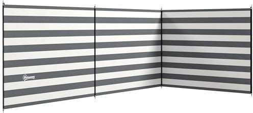 Outsunny Paravent Brise-Vent de Camping Portable Pliable avec Sac de Transport et poteaux en Acier dim. 540 cm x 150 cm Gris et Blanc