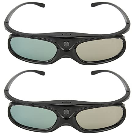 Topiky DLP 3D Brille, 144 Hz Wiederaufladbare DLP Link 3D Active Shutter Brille für Alle 3D DLP Projektoren, Links Rechts Augendrehung, für Vivitek, für LTV 2500, für LTV 3500, 2er Pack