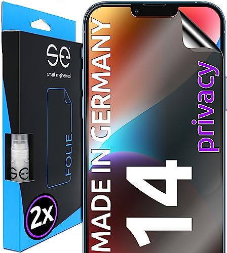 2x se® 3D SCHUTZFOLIE Privacy für Apple iPhone 14,Blickschutz, 100% Fingerabdruck & FaceID kompatibel, einfache blasenfreie Installation, Ultra-Klar, Stoß-Kratzfest, aus Deutschland