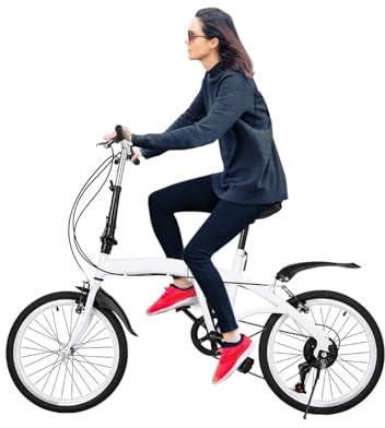WSIKGHU Faltrad Erwachsene 20 Zoll Klappfahrrad für Erwachsene 7 Gang Fahrrad Klapprad Doppel V Bremse Carbonstahl Klappfahrrad für Erwachsene Vorne und Hinten Höhenverstellbar mit Schutzblechen