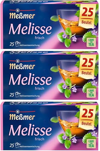 Meßmer Melissen-Mischung | 25 | Teebeutel | Vegan | Glutenfrei | Laktosefrei (Packung mit 3)