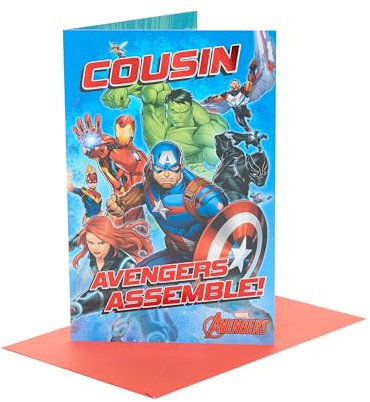 UK Greetings Marvel The Avengers Birthday Card for Cousin - Assemble Design