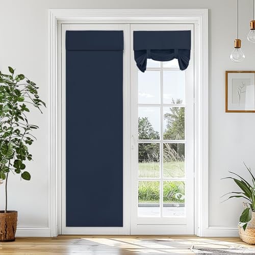 Vatge Room Darkening French Door Curtains for Door Window Thermal Insulated Glass Door Panels for Classroom/Patio/Carport/Balcony Door, 1 Panel, W26 x L70, Navy