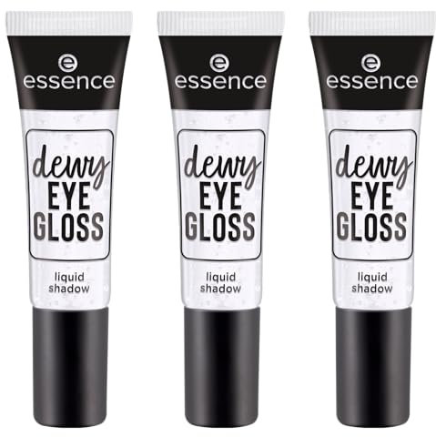 essence dewy EYE GLOSS liquid shadow, Lidschatten, Nr. 01, Transparent, weichzeichnend, strahlend frisch, vegan, Nanopartikel frei, ohne Parfüm, ölfrei, 3er Pack (3x8ml)
