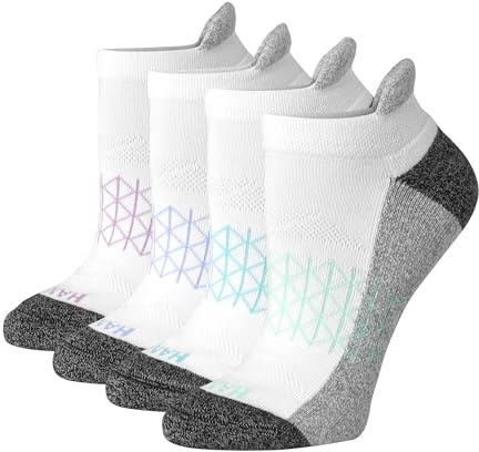 Hanes Women's Cushioned No Show Tab Socks, Absolute Active No Show Socks for Women, 4-Pairs
