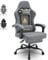 Symino Gaming Chair with Footrest, Computer Ergonomic Video Game Chair, Adjustable Swivel Task Chair with Lumbar Support, PC Chairs, PU Leather Game Chairs for Adults, Grey
