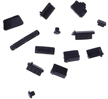 VILLFUL 13pcs Silicone Laptop USB Dust Plug Set, Charger Port Protector Covers for Gaming Laptops and Common Models, Black Dust Caps for USB Type-c and Usb-a Ports