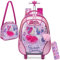 HTgroce Kinder Trolley Rucksack Einhorn Schultasche Schulranzen Mädchen schultrolleys Schulrucksack Kinderkoffer Rolling Backpack Reisegepäck ab 7 Jahren