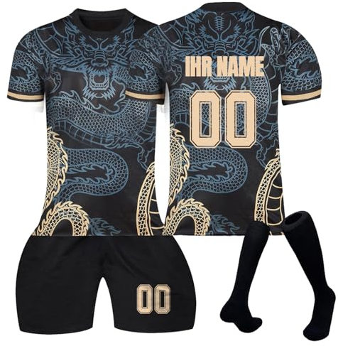 Generic Fußball Trikot Kinder Personalisiert Fussball Trikot Kinder Erwachsene mit Nummer Name Hemd & Kurze & Socken Set Fußball Trikot