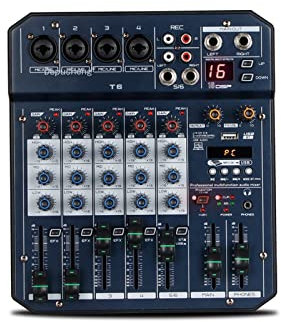 Mélangeur audio professionnel Processeur de carte son 6 canaux Interface de contrôleur de son 16DSP for le streaming d'enregistrement sur PC Diffusion en studio pour DJ