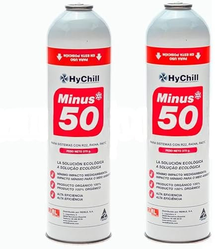 REPORSHOP - 2 Botellas Gas Minus 50 375Gr Sustituto R22 R404a R407C R502 Freeze Organico