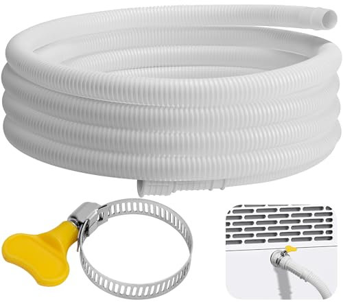 Nkiy Quen 10 Ft Dehumidifier Drain Hose- Cuttable Leakproof Dehumidifier Discharge Hose for Drainage- Flexible Universal Corrugated Drain Hose Replacement with Clamp for Most Dehumidifier