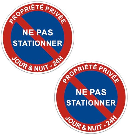 Panneau d'interdiction de stationner en 2 parties Panneau rond en aluminium, taille Ø=295 mm (Rouge+Bleu-Pas de stationnement)