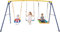 DREAMADE 3 en 1 Ensemble de Balançoire Enfant Exterieur,Portique Balançoire en Métal avec 3 Balancoires Réglables,Aire de Jeu Enfants 3-10 Ans,Charge 300KG