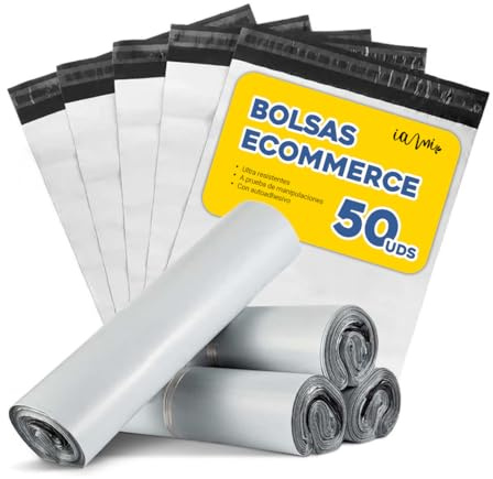 Ecommerce Versandbeutel, Umschläge, Verpackungsmaterial, 50 Beutel, 40 x 60 cm + 5 cm, selbstklebend, Vintage-Stil, wasserdicht, sehr robust, Weiß