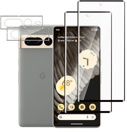 QZJinch 2+2 Stück,Panzer Schutz Glas für Google Pixel 7 Pro,3D-Vollabdeckung,9H-Härte,Anti-Öl,Anti-Fingerabdruck,HD Schutzglas,Bläschenfrei，High Sensitivity