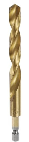 sourcing map 1/4-Zoll-Sechskantschaft, Spiralbohrer, 10,5 mm, titanbeschichteter Hochgeschwindigkeitsstahl, Schnellwechsel-Sechskantbohrer, Bohrer für Holz, Kunststoff, Metall, Gold