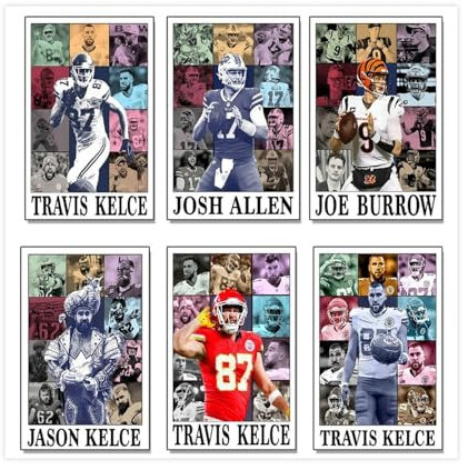 PURERIN Drew Brees Garoppolo Jimmy Joe Burrow Jason KelceTravis Kelce 4 Poster Leinwanddruck, ungerahmt (20,3 x 30,5 cm)