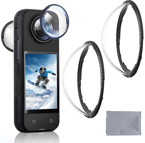 Protecteurs de Lentille Panoramique Compatible avec Insta360 X4, Ultra-Clair, Double protège-Objectif PC Housse de Protection, Revêtement Optique, Protection Transparente Compatible Caméra 360°