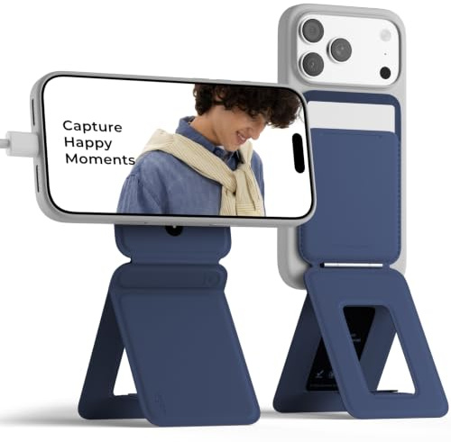 MOFT Phone Tripod Stand & Wallet, NFC Card Holder, Hold 1-2 Cards | | Mulit-Angles | Portable l MOVAS Leather | Magsafe Compatible | Easy to Charge | Travel Essential |For Content Creators