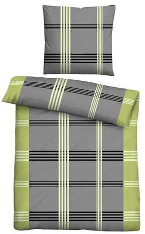 Traumhaft schlafen - Castell - Markenbettwäsche Bettwäsche Baumwoll Renforce 0040563 KARO-Streifen 1x 135x200 cm + 1x 80x80 cm, pistaziengrün