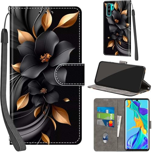 Handyhülle für Huawei P30 Pro Hüllen Premium Leder Case Klappbar Wallet Magnet Kartenfach Standfunktion Schutzhülle kompatibel mit Huawei P30 Pro Cover,Blumen