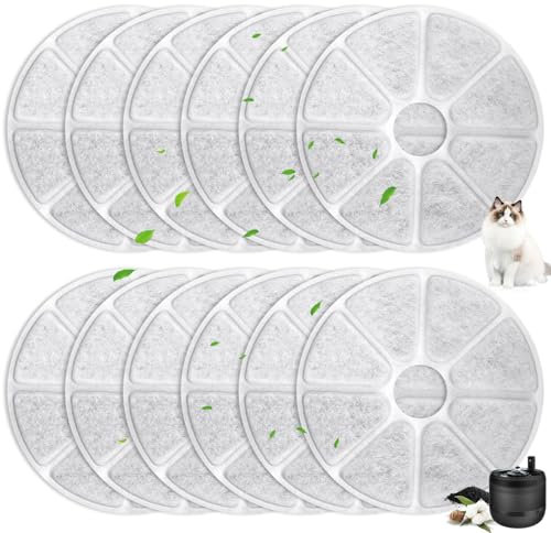 Kigniote Lot de 12 Filtre Fontaine eau Chat pour Philips PAW3210/02, Filtre Fontaine a Eau Chat Remplaçant à Charbon Actif, Triple Système de Filtration