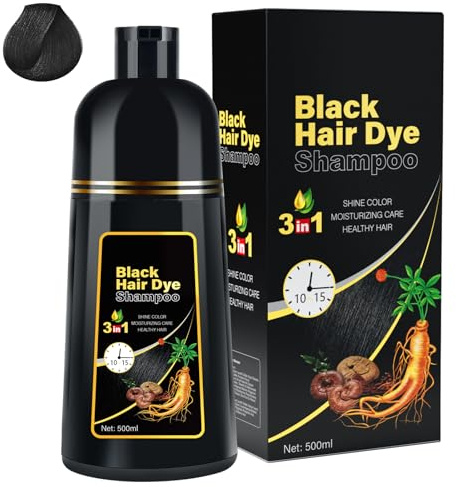 Black Hair Dye Shampoo 3 in 1, Natural Herbal Dye Shampoo for Grey Hair Coverage Hair Color Shampoo for Women and Men