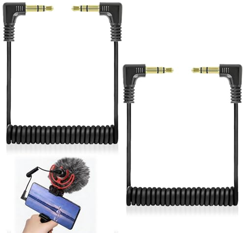 Hawpasy 2PCS Cavo Audio A Spirale Jack 3.5, Nero, Cavo Jack A Spirale, Câbles Audio, Cavo Mini Jack Mini Jack Estensibile, Stereo 3.5 Mm Per Autoradio, Hi‑Fi, Cuffia